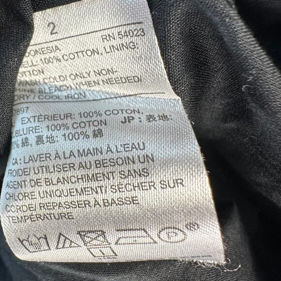 Banana Republic Eyelet Fit Flare Dress Womens 2 Black Split Neck Button‎ Front - Picture 7 of 9